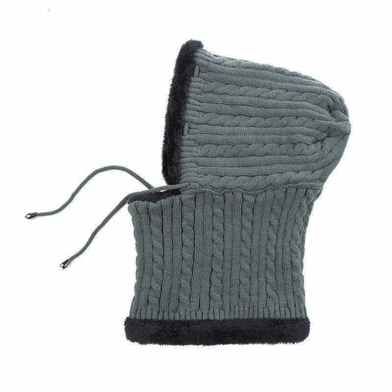 Fur Lined Warm Hat for Men and Women, Unisex Knitted Beanie Cap, Winter Neck Protection Balaclava.