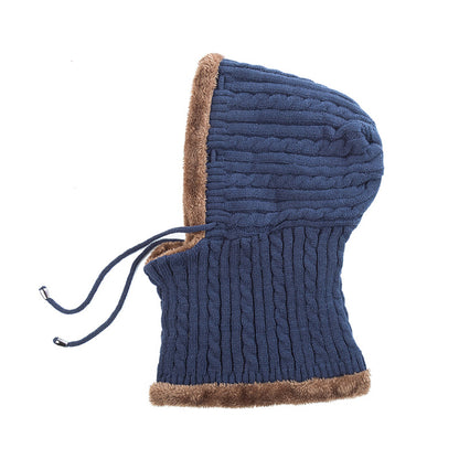 Fur Lined Warm Hat for Men and Women, Unisex Knitted Beanie Cap, Winter Neck Protection Balaclava.