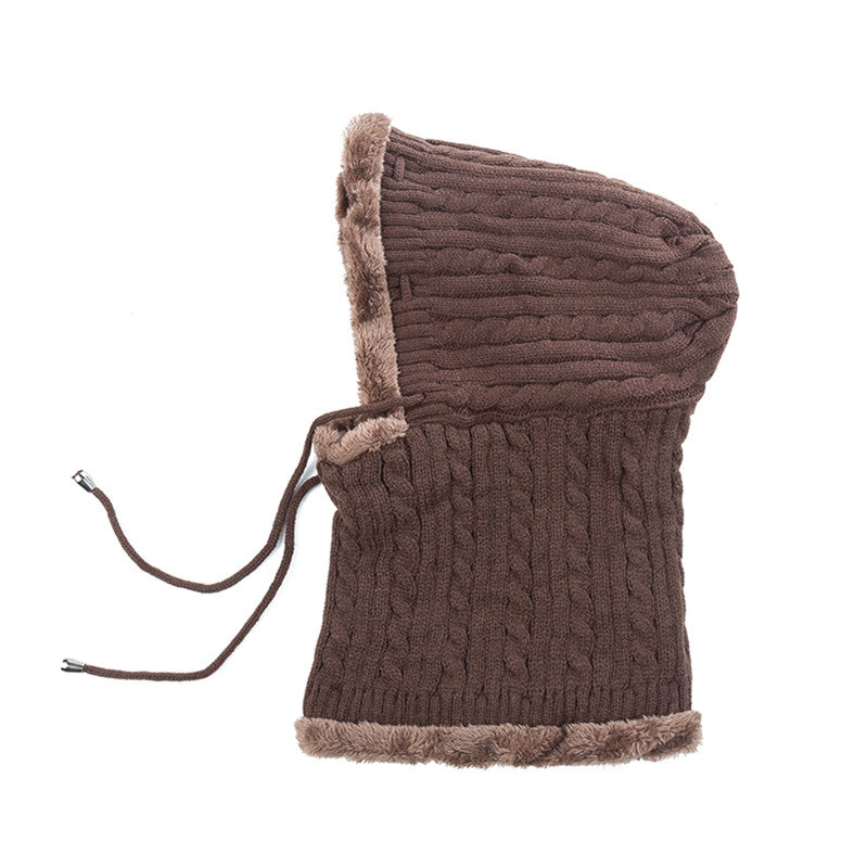 Fur Lined Warm Hat for Men and Women, Unisex Knitted Beanie Cap, Winter Neck Protection Balaclava.
