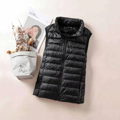 Slim Sleeveless Jacket For Women Ultra Light Down Vest Portable Lightweight Windproof Waistcoat 1
