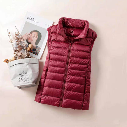Slim Sleeveless Jacket For Women Ultra Light Down Vest Portable Lightweight Windproof Waistcoat 7