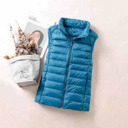 Slim Sleeveless Jacket For Women Ultra Light Down Vest Portable Lightweight Windproof Waistcoat 15