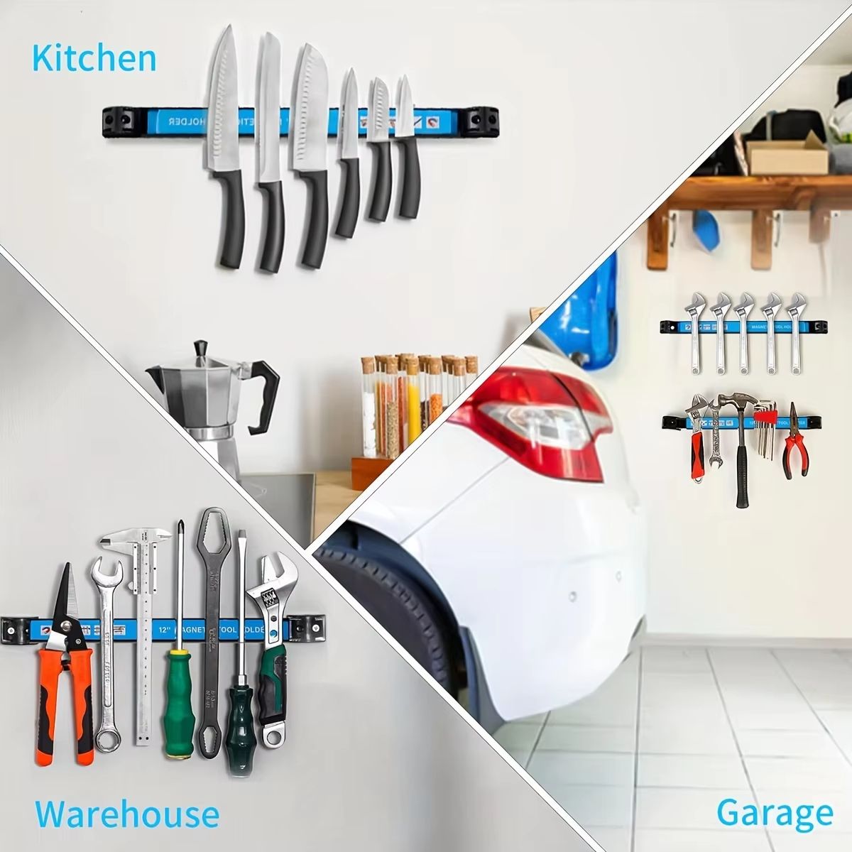 HeavyDuty Magnetic Tool Holder Bar  Wall Mount Organizer Rack For Garage Workshop Or Home 2
