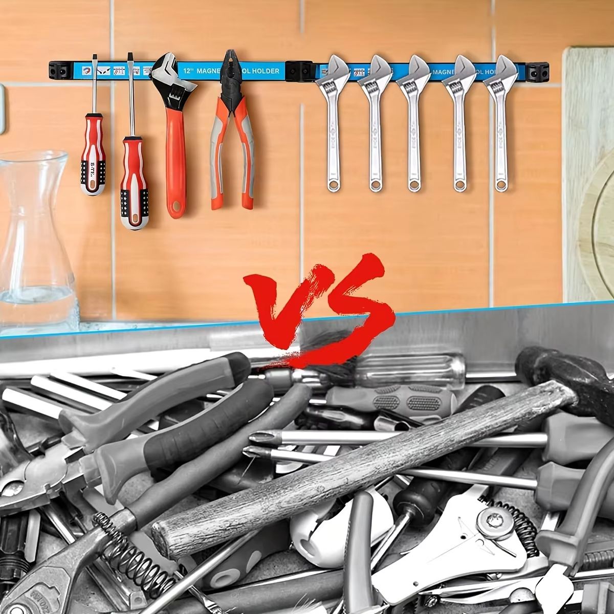 HeavyDuty Magnetic Tool Holder Bar  Wall Mount Organizer Rack For Garage Workshop Or Home 4