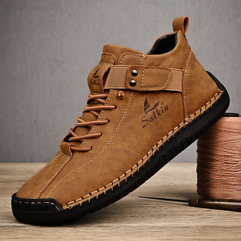 Handmade Leather Casual Men Shoes Design Breathable Outdoor Sneakers  Stylish Ankle Boots For Men 5
