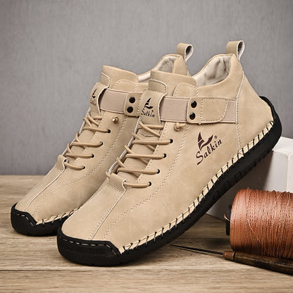 Handmade Leather Casual Men Shoes Design Breathable Outdoor Sneakers  Stylish Ankle Boots For Men 2
