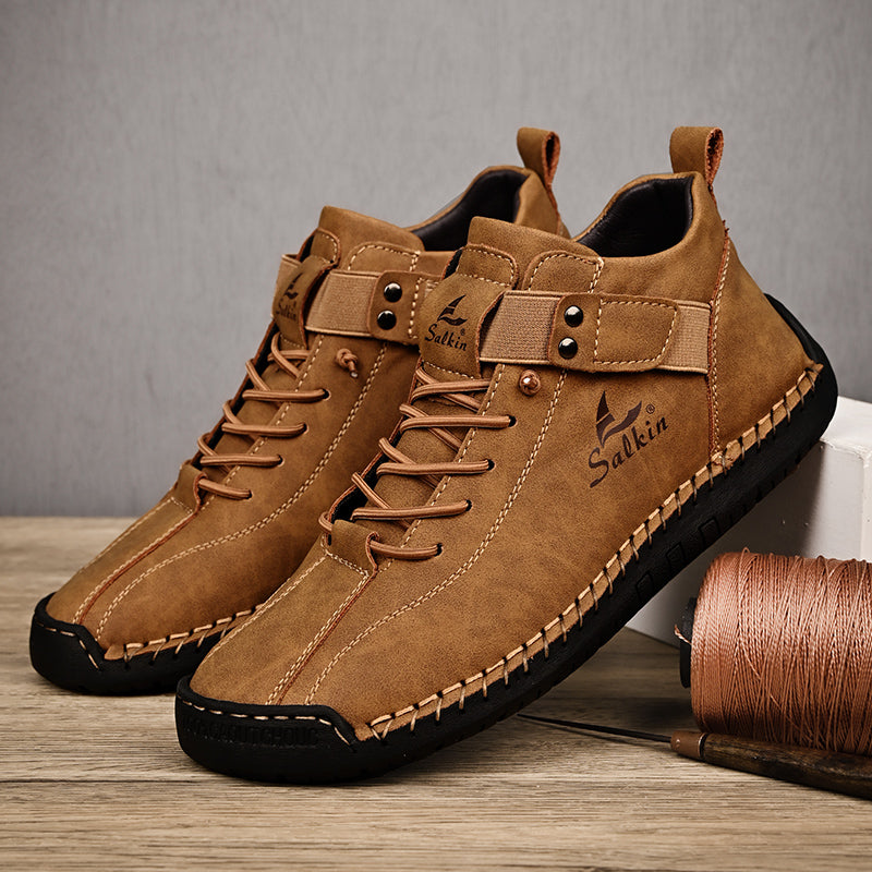 Handmade Leather Casual Men Shoes Design Breathable Outdoor Sneakers  Stylish Ankle Boots For Men 1