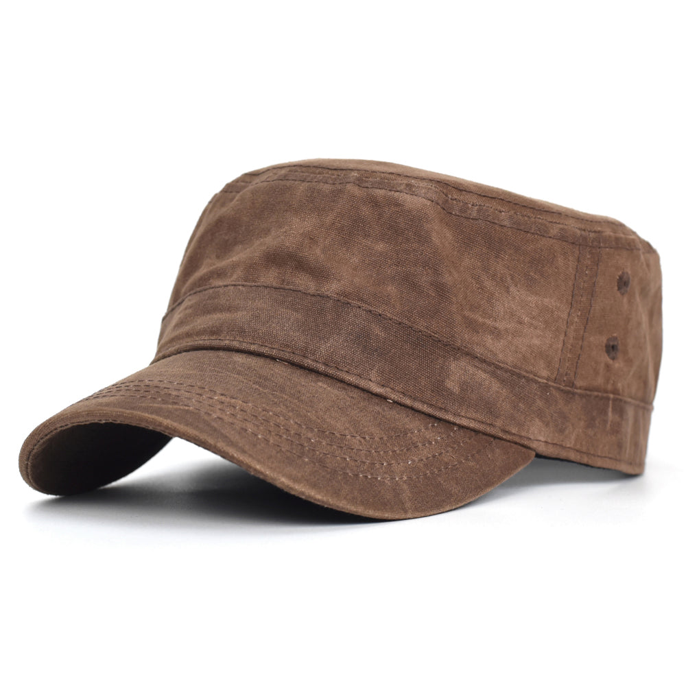 Men Waterproof Cadet Army Cap Waxed Canvas Cotton Military Caps Vintage Flat Top Hat With Unique De 1