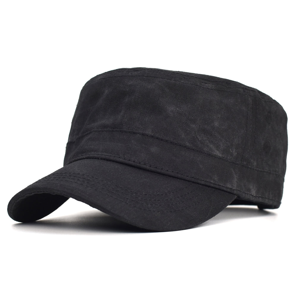 Men Waterproof Cadet Army Cap Waxed Canvas Cotton Military Caps Vintage Flat Top Hat With Unique De 6