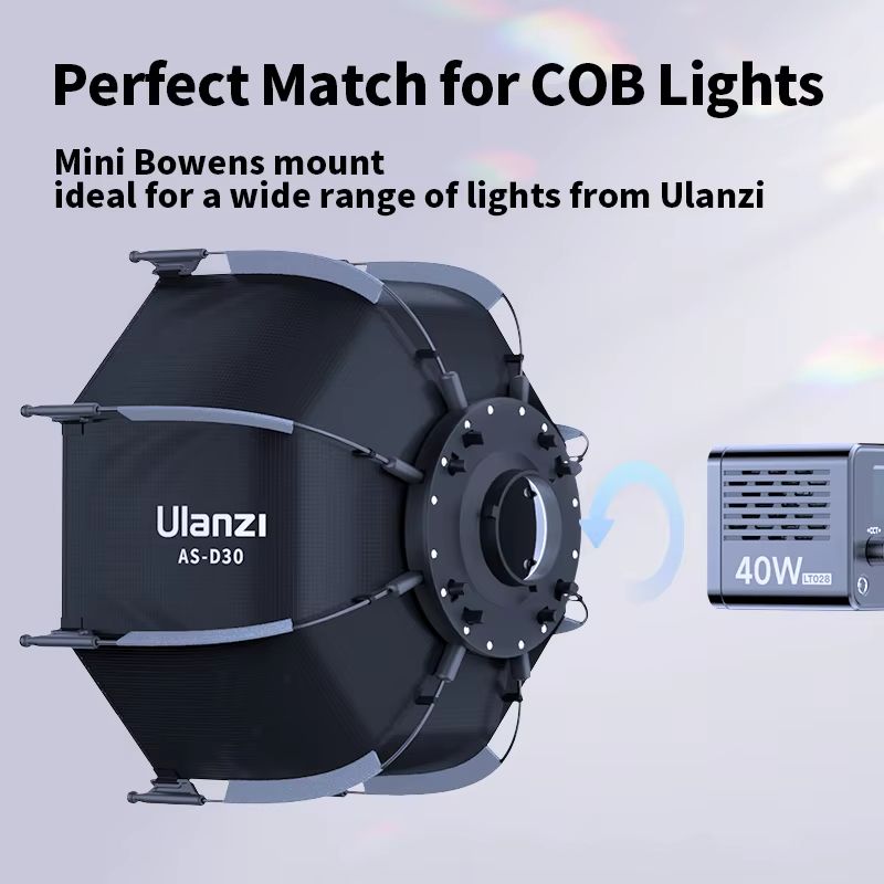 Ulanzi ASD30 Octagonal Softbox  30cm QuickPack Light Box With Mini Bowens Mount For 40W COB Video L 2