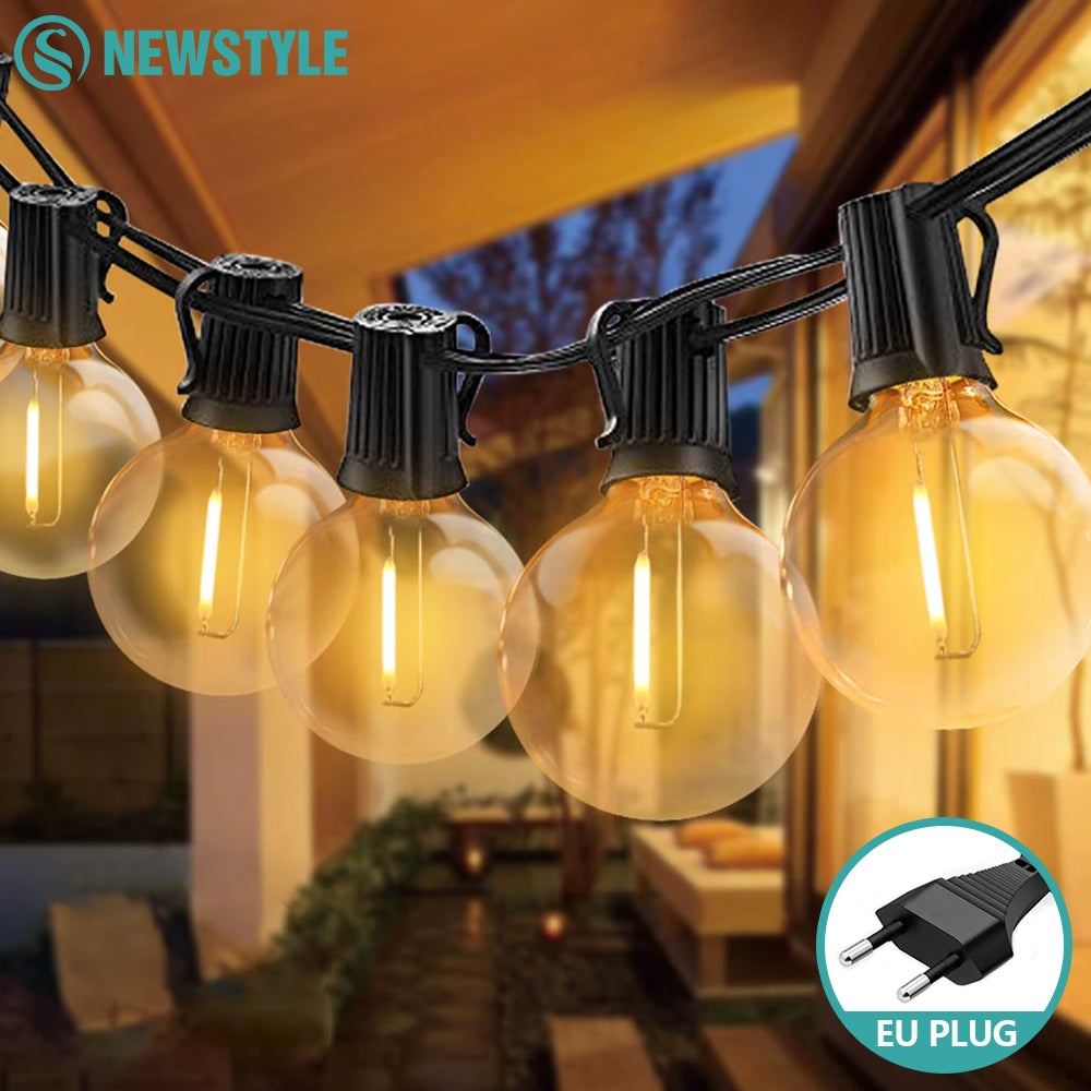 Waterproof Shatterproof LED Globe Bulb, Garland String Lights, Outdoor Patio and Christmas Decor