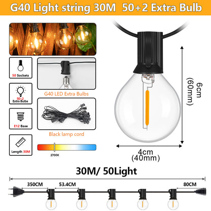 Waterproof Shatterproof LED Globe Bulb Garland String Lights Outdoor Patio And Christmas Decor 6