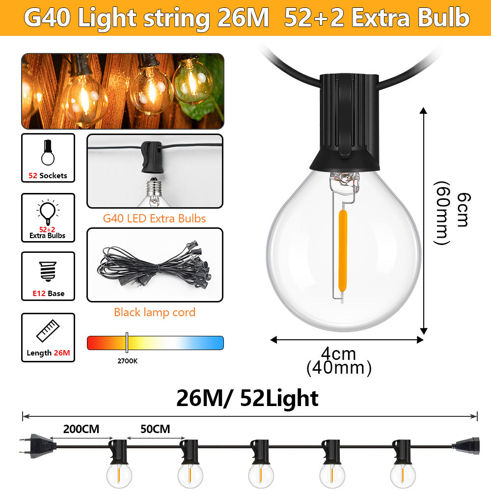 Waterproof Shatterproof LED Globe Bulb Garland String Lights Outdoor Patio And Christmas Decor 7