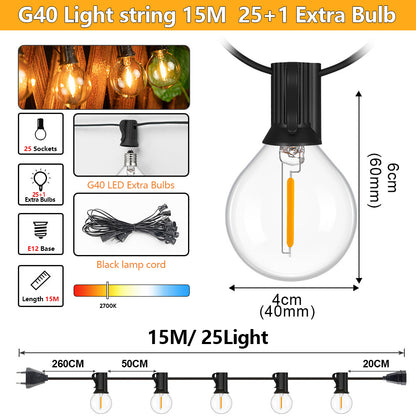 Waterproof Shatterproof LED Globe Bulb Garland String Lights Outdoor Patio And Christmas Decor 8