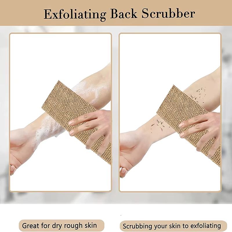 Natural Ramie Jute Exfoliating Bath Towel  Back Scrubber  Shower Strap For Deep Body Cleansing 2