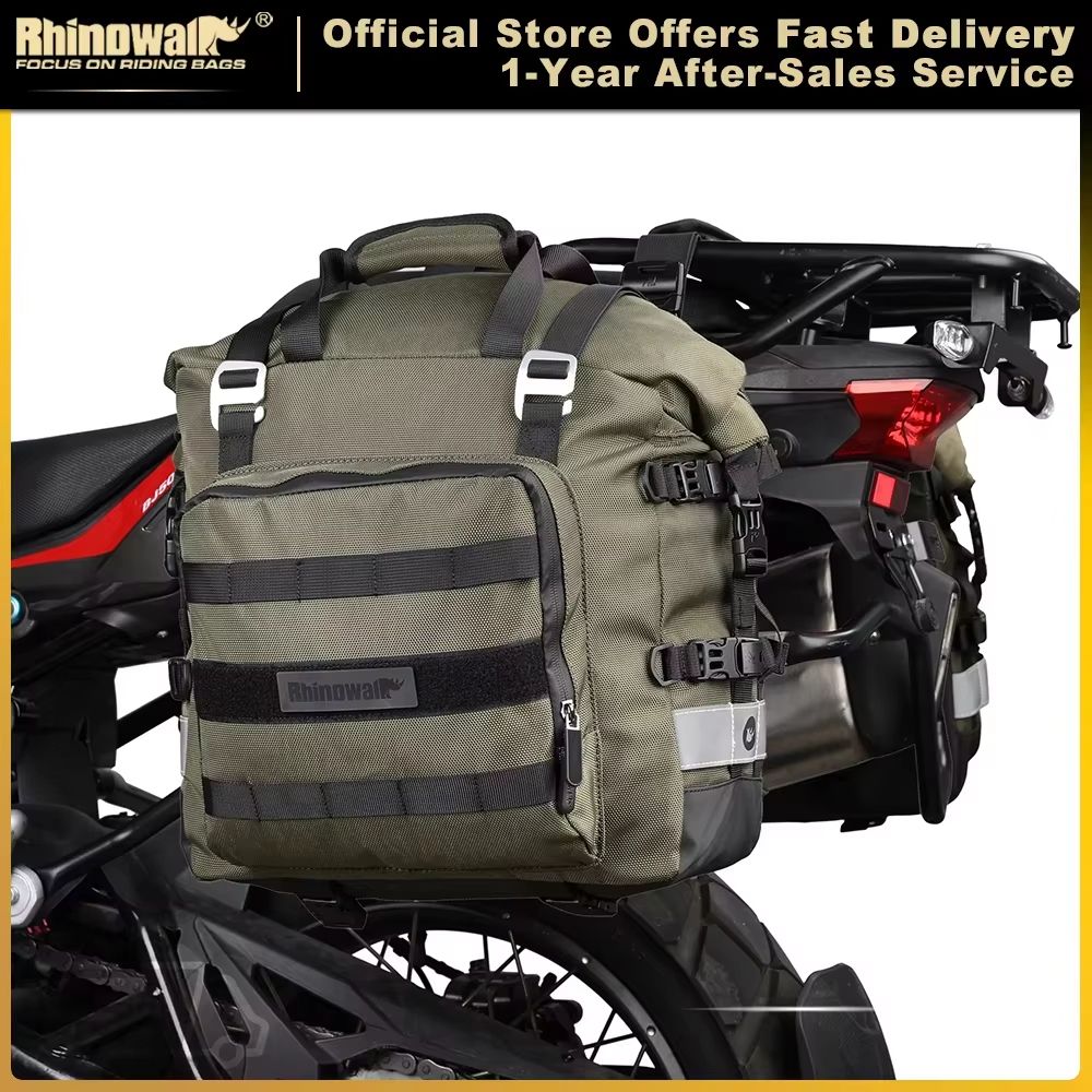Rhinowalk Universal Motorcycle Saddlebag 20L–30L – Waterproof Side Bag with Removable Liner for Travel and Adventure