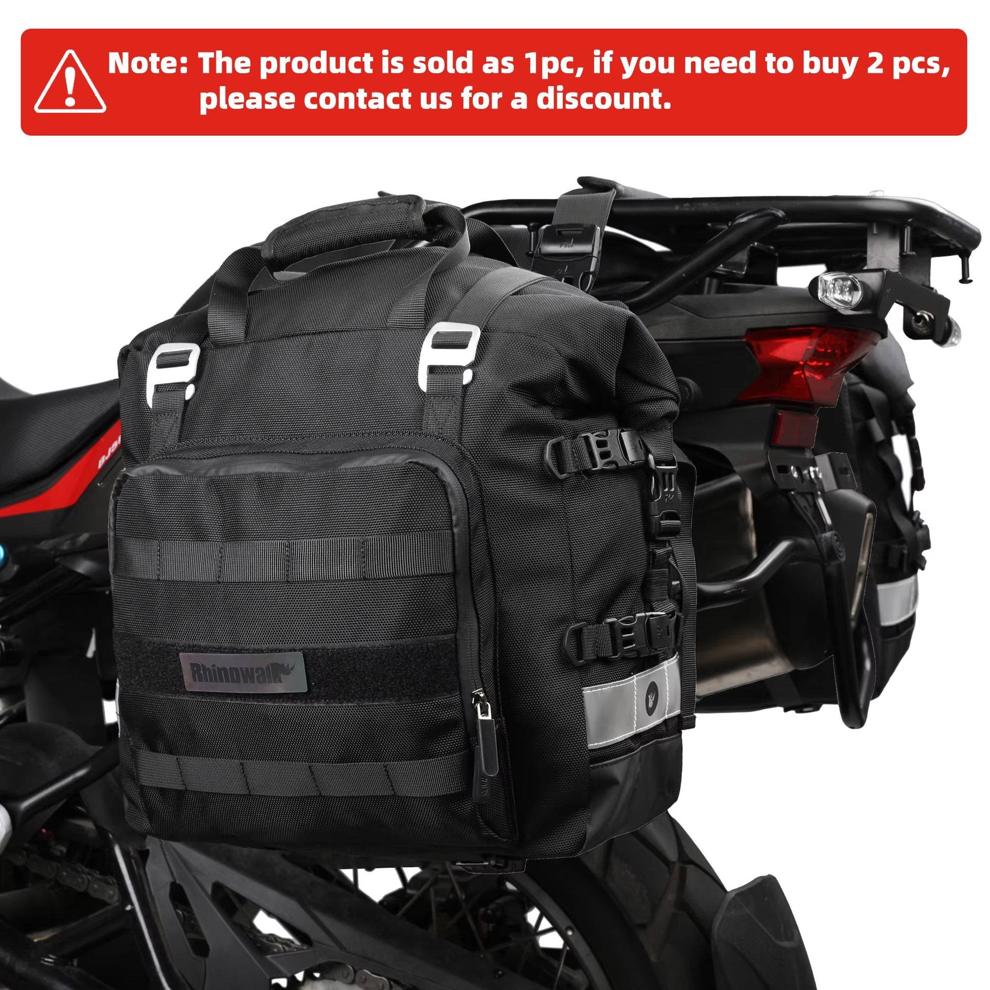 Rhinowalk Universal Motorcycle Saddlebag 20L30L  Waterproof Side Bag With Removable Liner For Trave 1