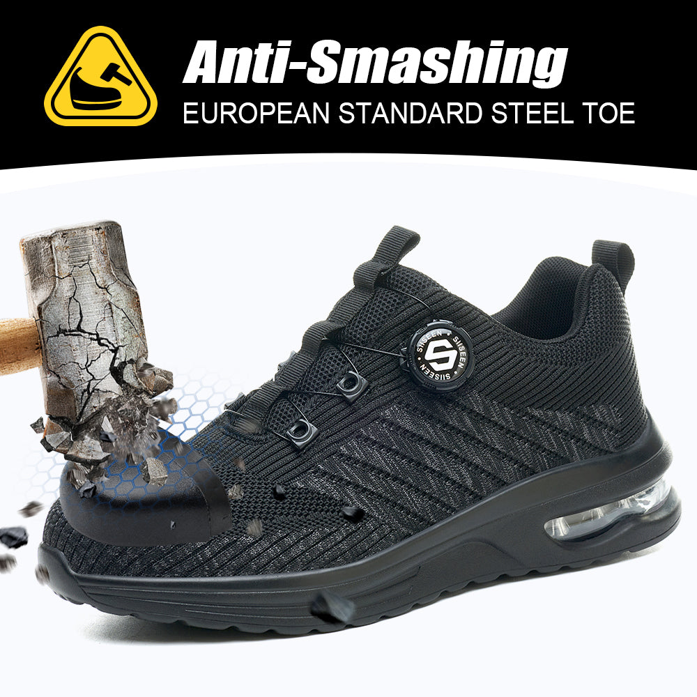 Mens Lightweight Rotary Buckle Work Boots AntiImpact  AntiPiercing Safety Shoes With Fashionable Ou 3
