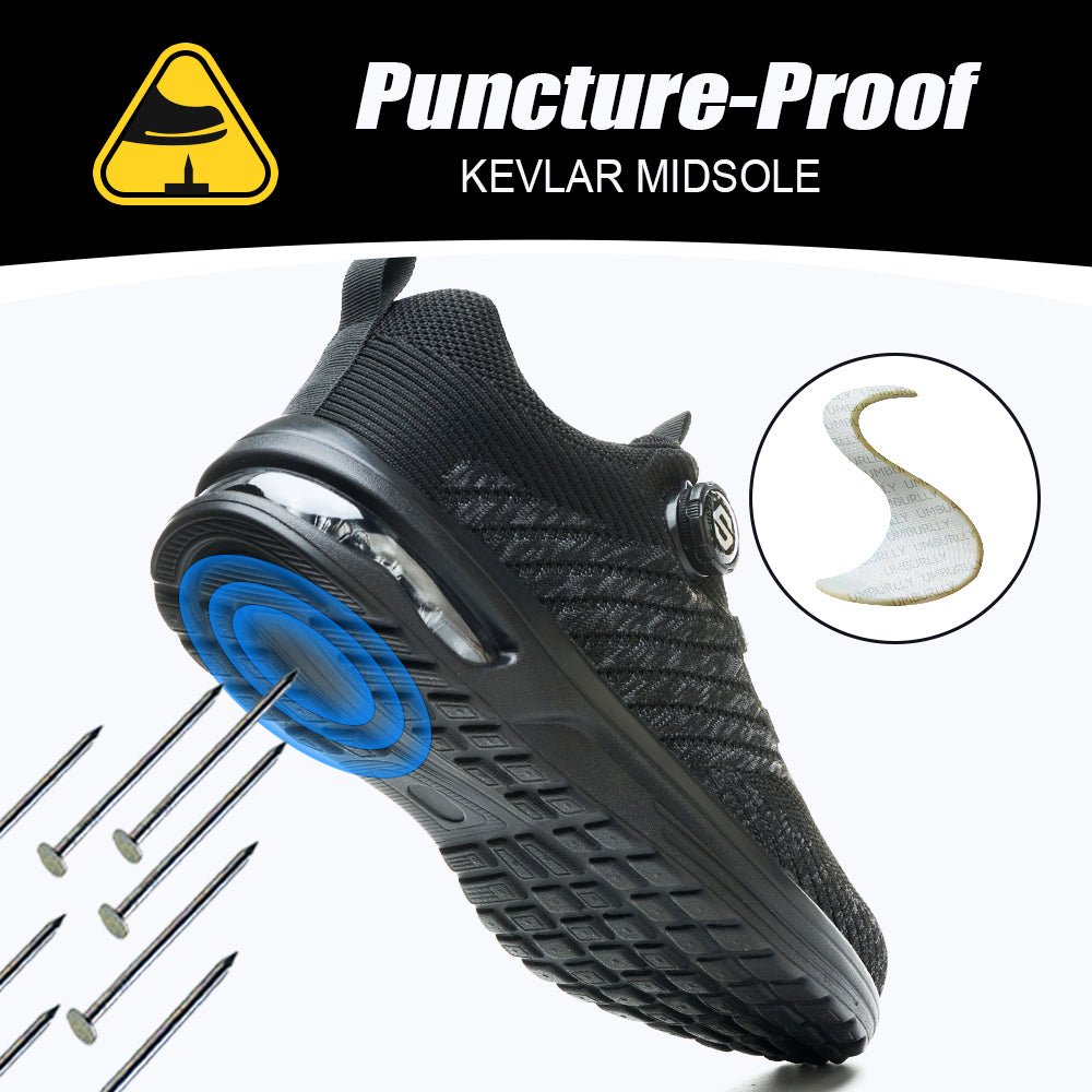 Mens Lightweight Rotary Buckle Work Boots AntiImpact  AntiPiercing Safety Shoes With Fashionable Ou 1