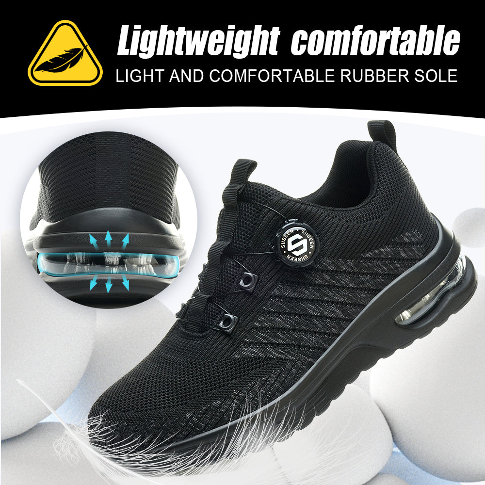 Mens Lightweight Rotary Buckle Work Boots AntiImpact  AntiPiercing Safety Shoes With Fashionable Ou 2