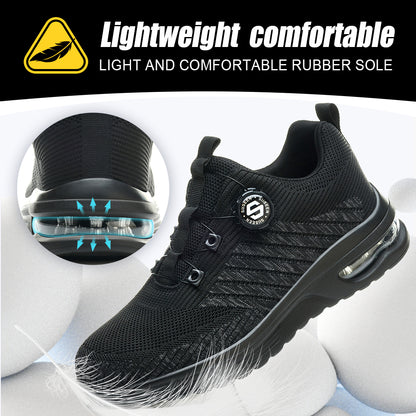 Mens Lightweight Rotary Buckle Work Boots AntiImpact  AntiPiercing Safety Shoes With Fashionable Ou 2