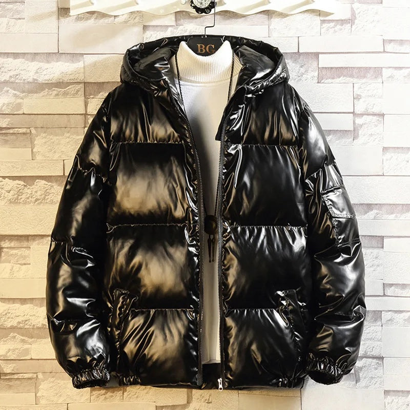 Trendy Men's Cotton Coat, Winter Puffer Jacket, Fleece Lined Plus Size Cold Weather Jacket