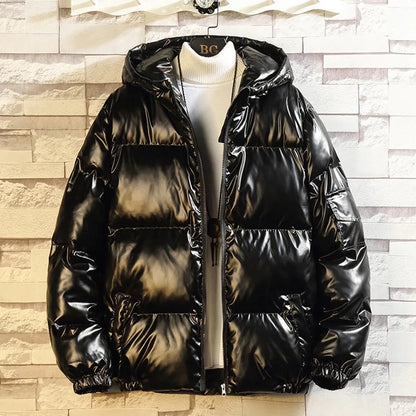 Trendy Men's Cotton Coat, Winter Puffer Jacket, Fleece Lined Plus Size Cold Weather Jacket