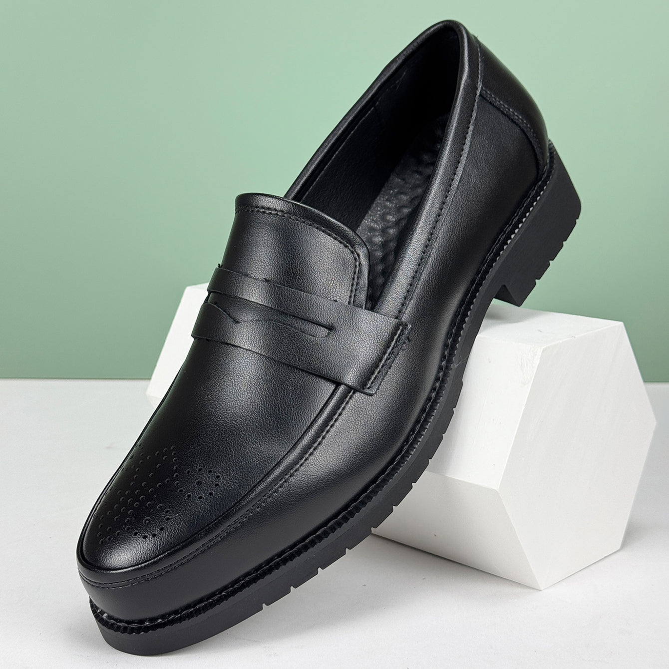 Elegant Mens Formal Leather Oxford Loafers British Style Round Toe NonSlip Business Dress Wedding O 3