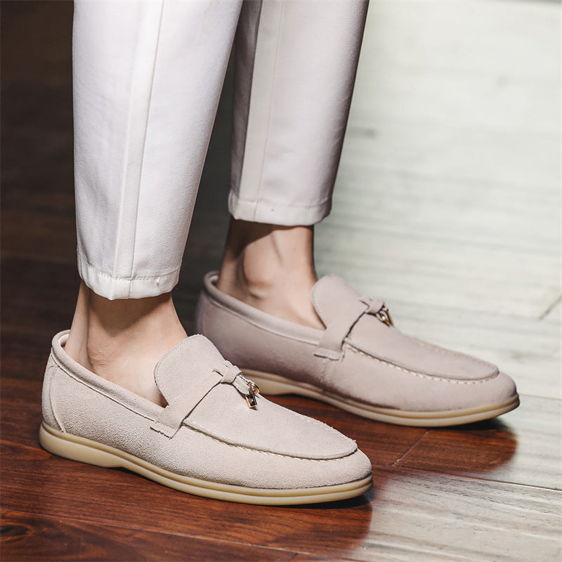 Mens Genuine Suede Leather Loafers Classic British Tassel Moccasins  Fashion Casual Driving Shoes F 2