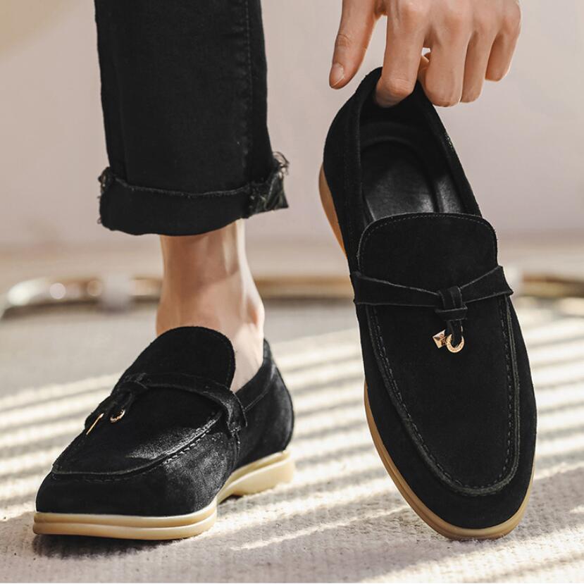 Mens Genuine Suede Leather Loafers Classic British Tassel Moccasins  Fashion Casual Driving Shoes F 3
