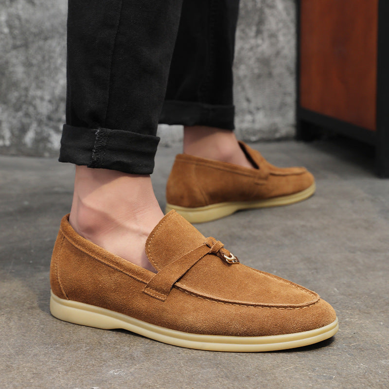 Mens Genuine Suede Leather Loafers Classic British Tassel Moccasins  Fashion Casual Driving Shoes F 1