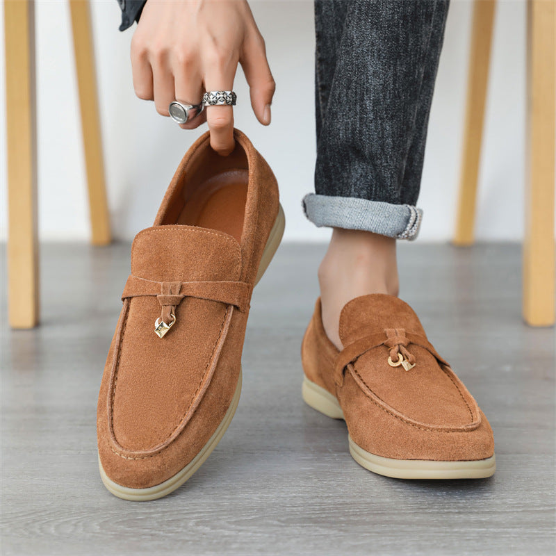 Mens Genuine Suede Leather Loafers Classic British Tassel Moccasins  Fashion Casual Driving Shoes F 7