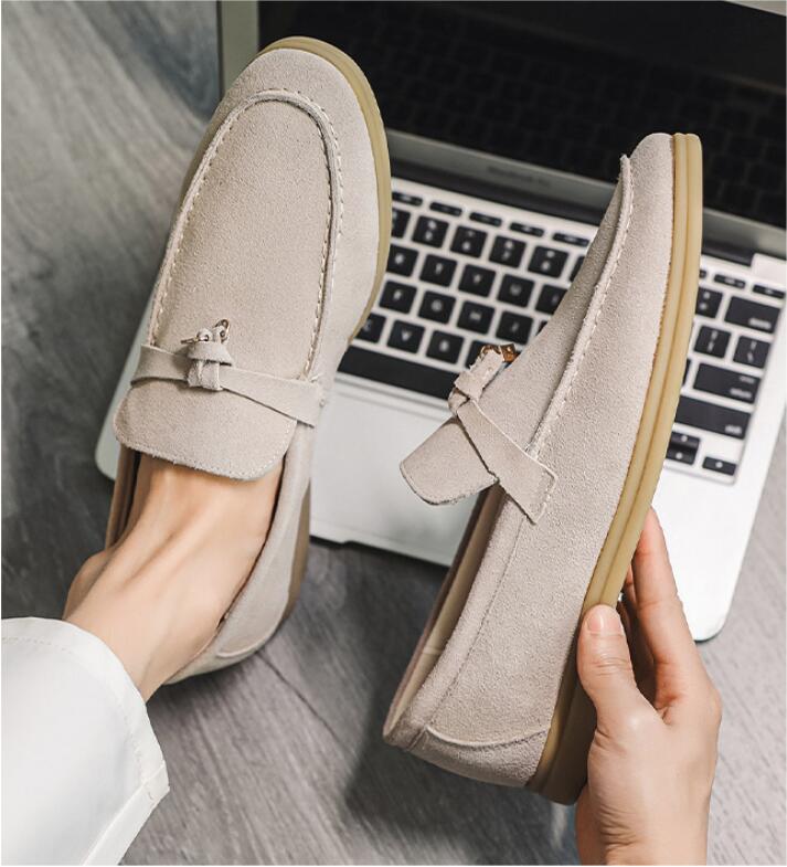 Mens Genuine Suede Leather Loafers Classic British Tassel Moccasins  Fashion Casual Driving Shoes F 8