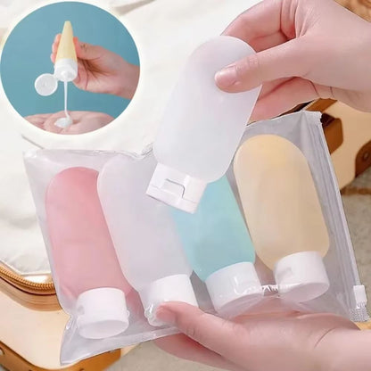 4-Piece Refillable Travel Bottle Set – 60ml Soft Lotion and Shampoo Squeeze Containers for On-the-Go Convenience