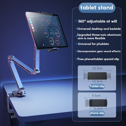 Phone Holder, Aluminum Alloy Tablet Stand, 360 Rotating Folding Desktop Support Stand, Office Magnetic Bracket
