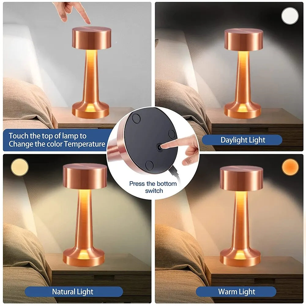 Rechargeable LED Table Lamp, Touch Sensor Night Light, Modern Desktop Decorative Lamp for Bedroom