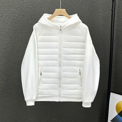 Men's Lightweight Winter Jacket, Cotton Padded Parkas, Casual Hooded Sweatshirt with Full Covered Edge, Loose Style Coup