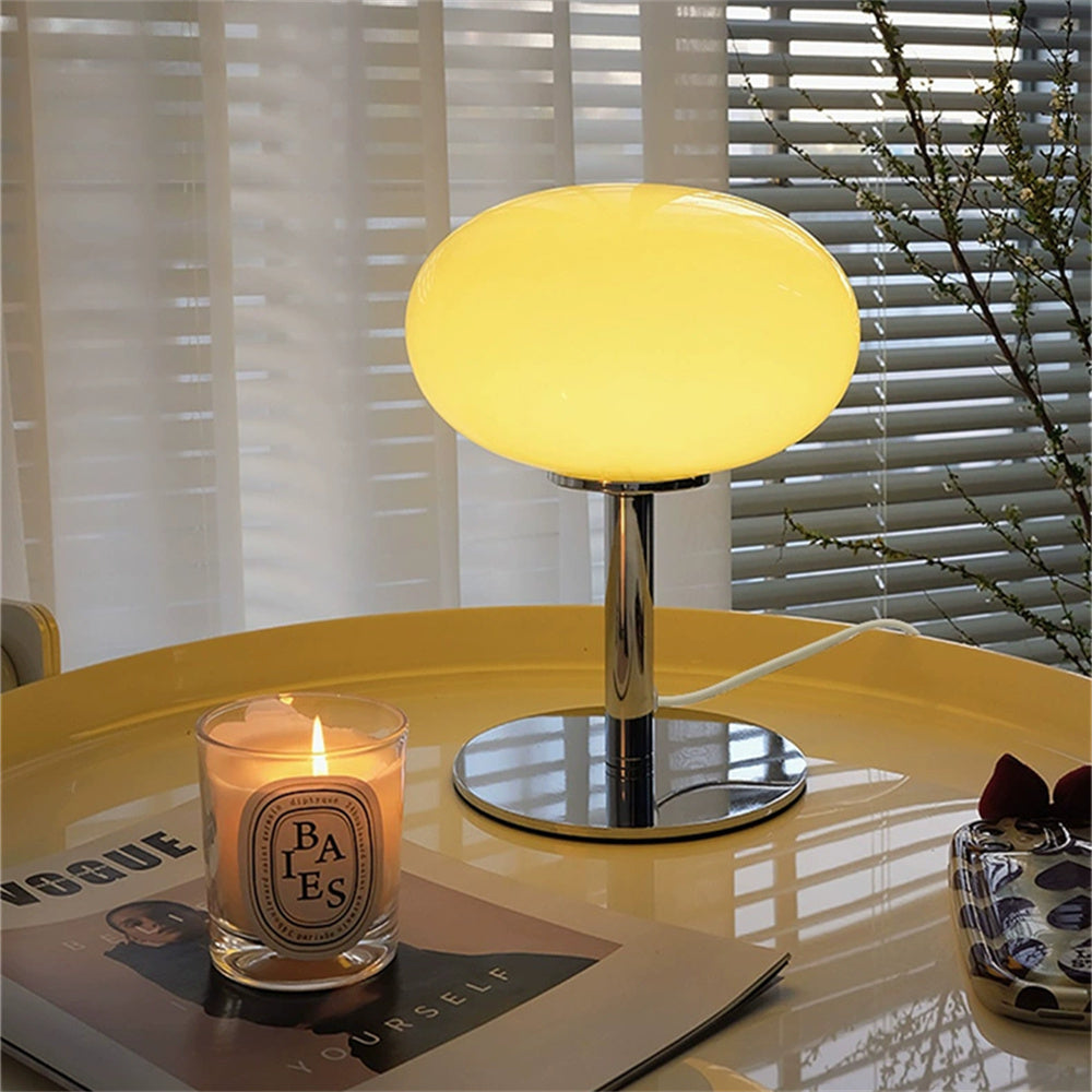 Lollipop Table Lamp, Medieval Cream Glass Lamp, Retro Standing Lamp, Simple Atmosphere Decor for Living Room, Bedroom