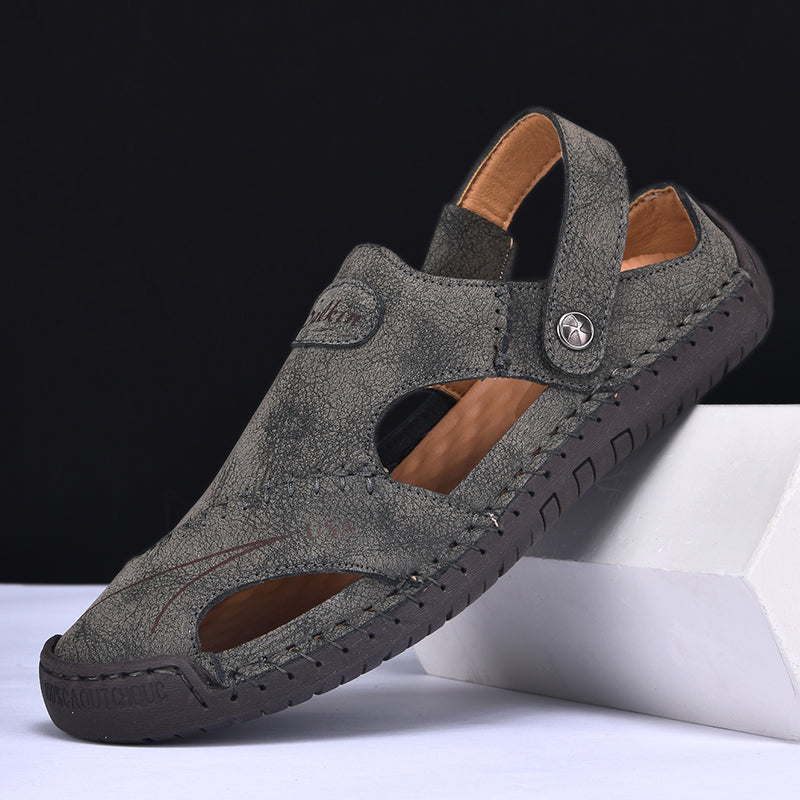 Mens Handmade Breathable Leather Summer Sandals Outdoor Antiskid Hollow Beach Shoes For Stylish Com 11