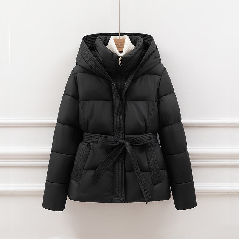 Women's Padded Winter Coat, Slimming Waist Cinching Design, Hooded Cotton Jacket, Trendy Outerwear
