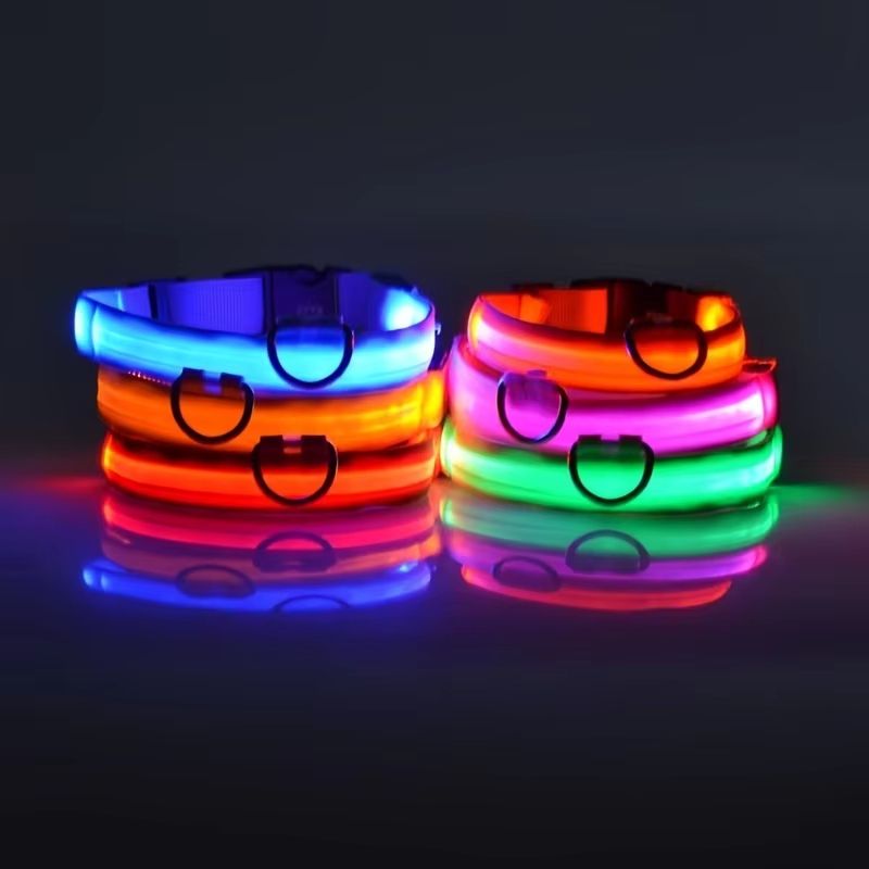 Nylon LED Glow Dog Leash  Collar Set  Night Safety Reflective LightUp Pet Gear For Walks After Dark 2