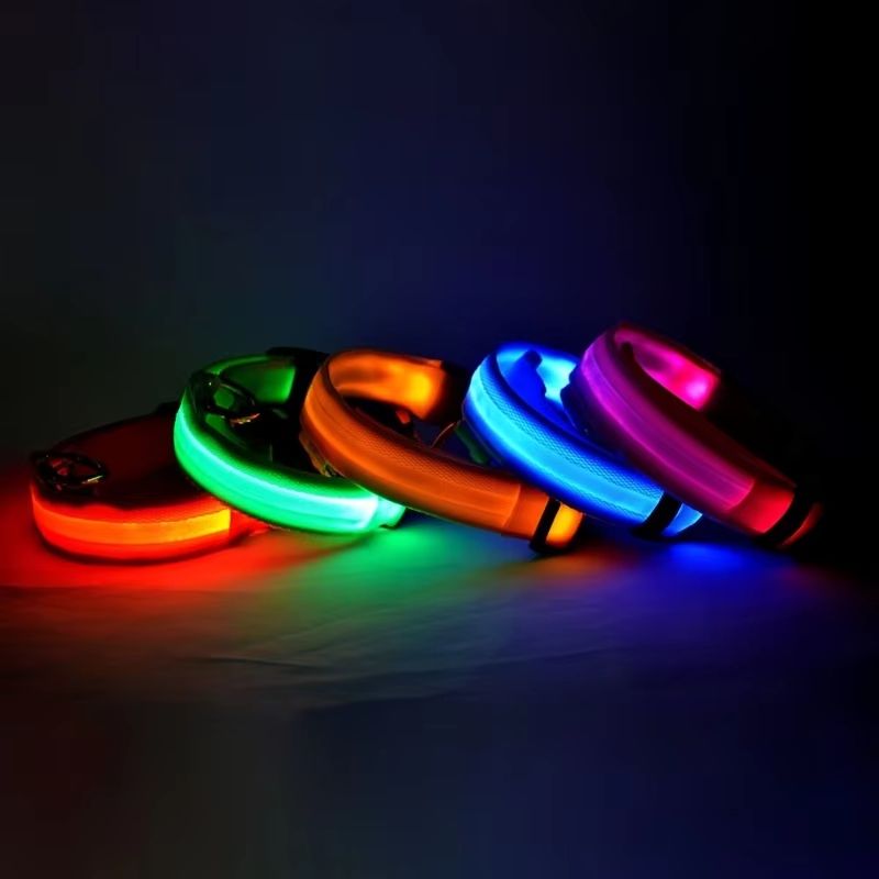 Nylon LED Glow Dog Leash  Collar Set  Night Safety Reflective LightUp Pet Gear For Walks After Dark 5