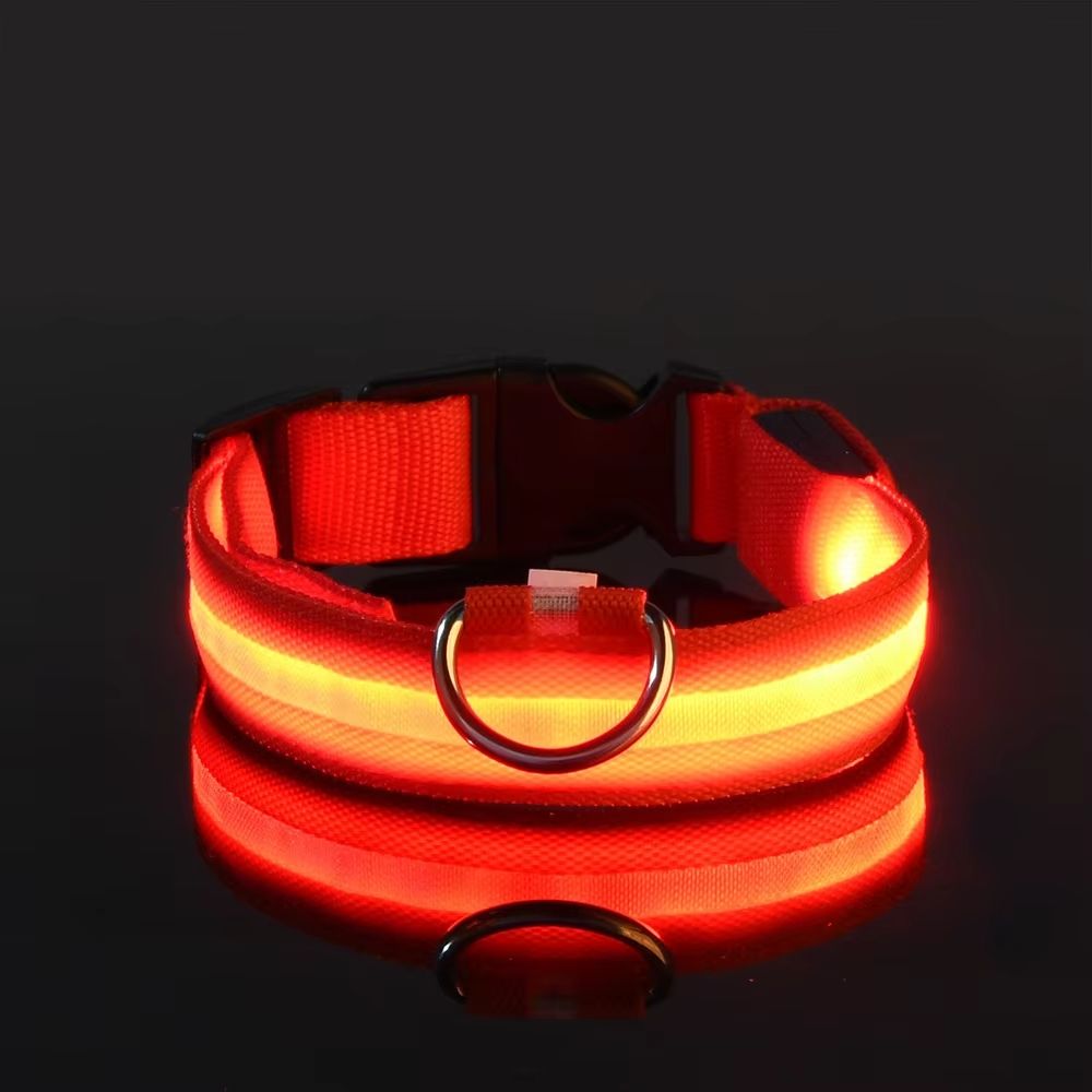 Nylon LED Glow Dog Leash  Collar Set  Night Safety Reflective LightUp Pet Gear For Walks After Dark 8