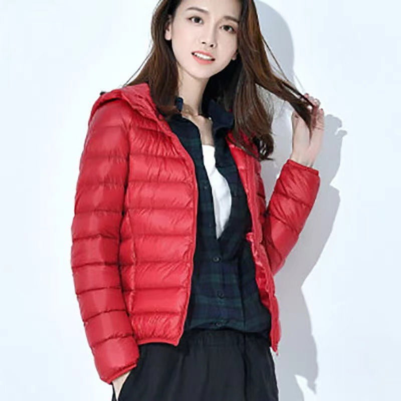Lightweight Puffer Jacket For Women Hooded Winter Coat Ultra Light Zipper Down Jacket Full Sleeve P 5