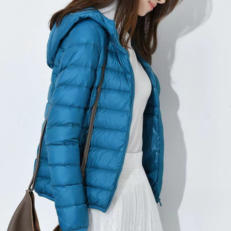 Lightweight Puffer Jacket For Women Hooded Winter Coat Ultra Light Zipper Down Jacket Full Sleeve P 7