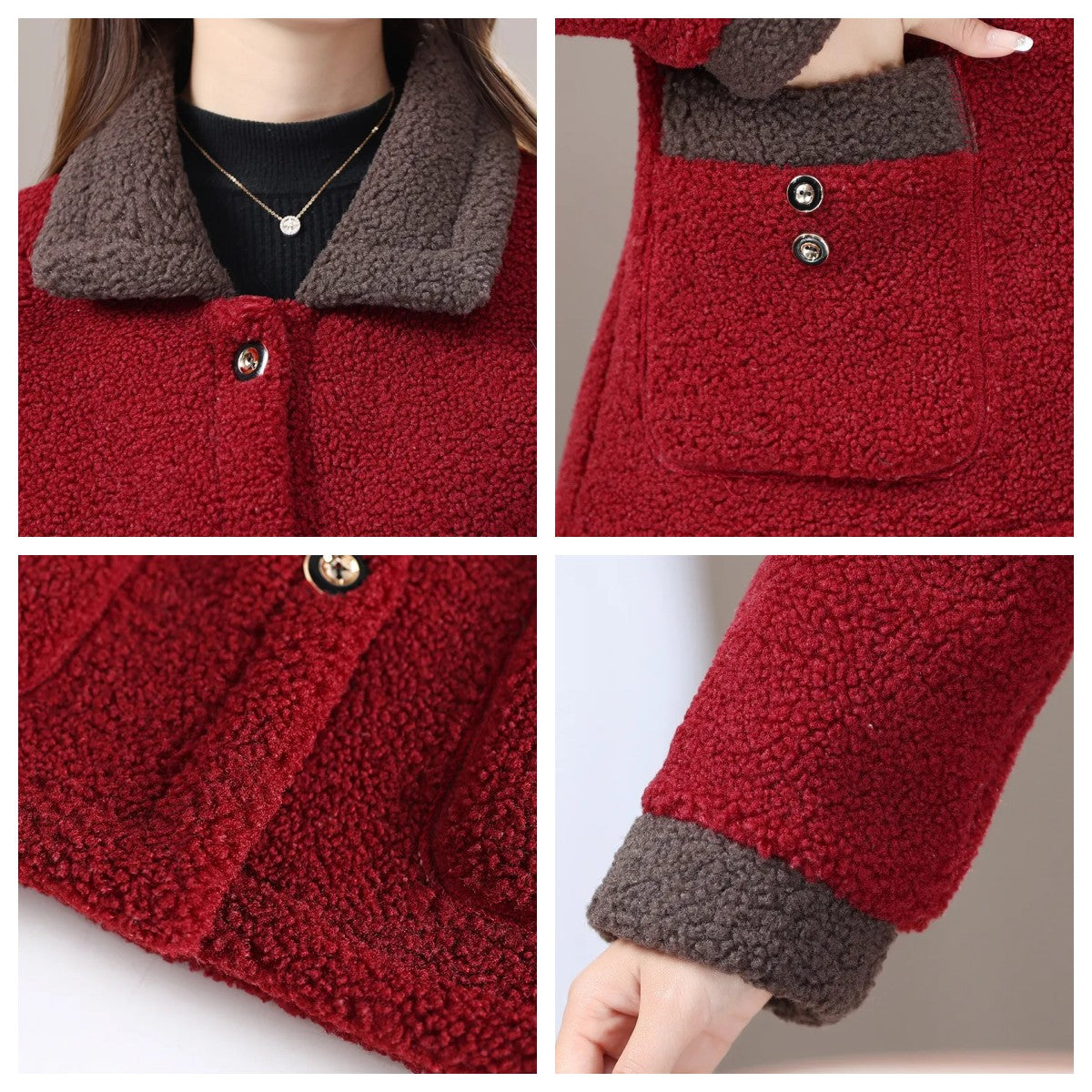 Velvet Thickened Warm Coat for Women, Luxurious Lamb Fur Style, Loose Fit Winter Jacket for Middle Aged Ladies, Winter