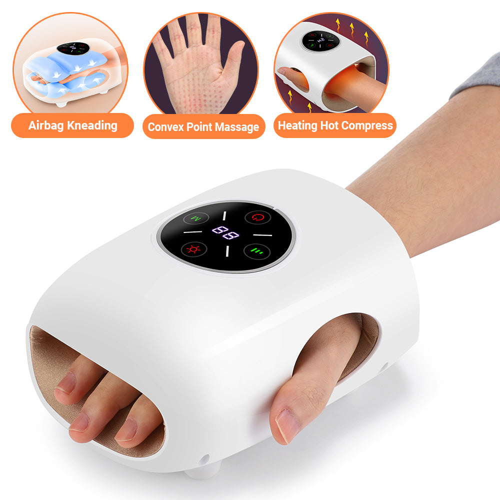 Air Compression Vibration Massage, 3 Modes Airbag Electric Hand Massager, Hot Compress Massager for Finger Palm Fatigue