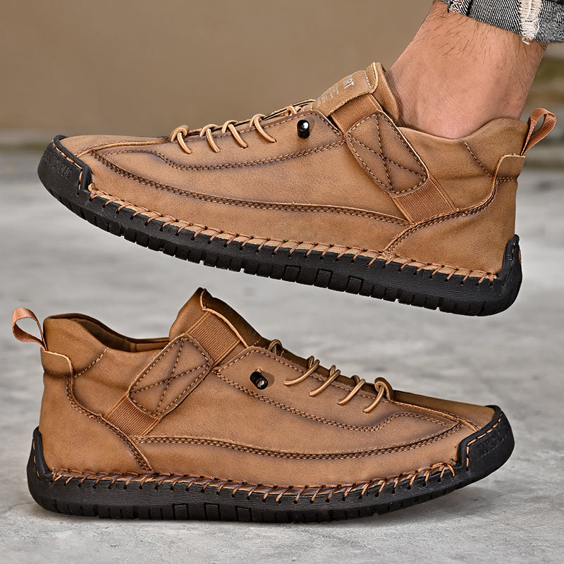 Handmade Leather Men Shoes Breathable Casual Slip On Loafers Fashion Moccasins And Durable Tooling  2