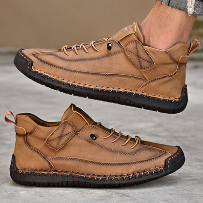 Handmade Leather Men Shoes Breathable Casual Slip On Loafers Fashion Moccasins And Durable Tooling  2