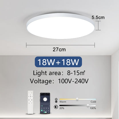 Modern Smart LED Ceiling Lamp Dimmable, APP and Remote Control for Bedroom, Living Room